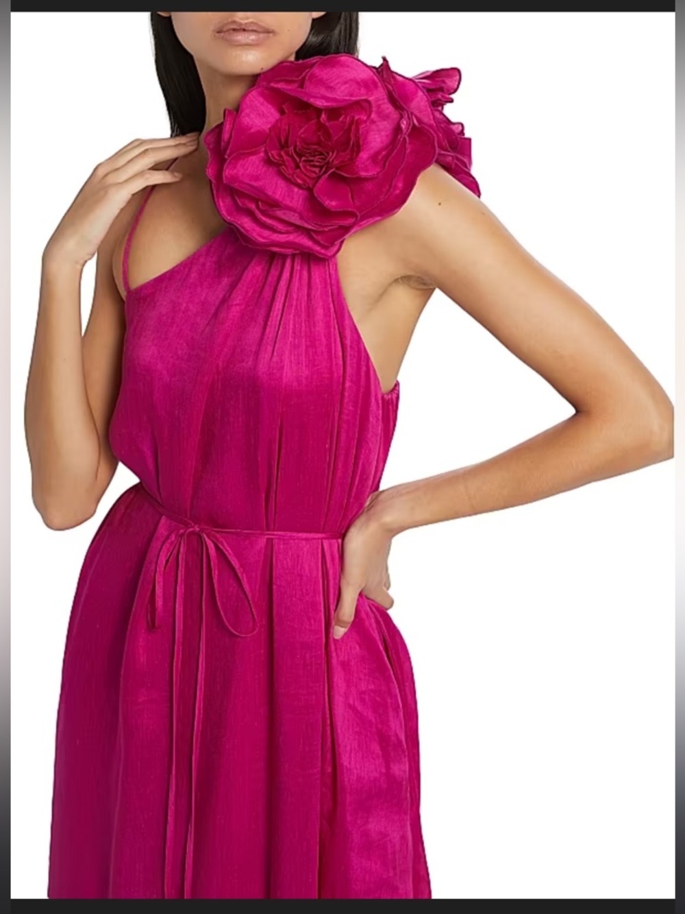 Aje Fuchsia Rosette Midi Dress